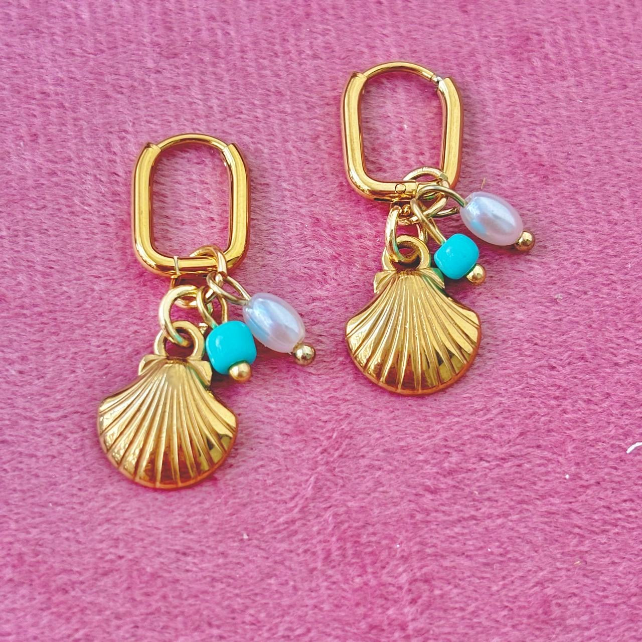 Sea Breeze Charm Square Hoops