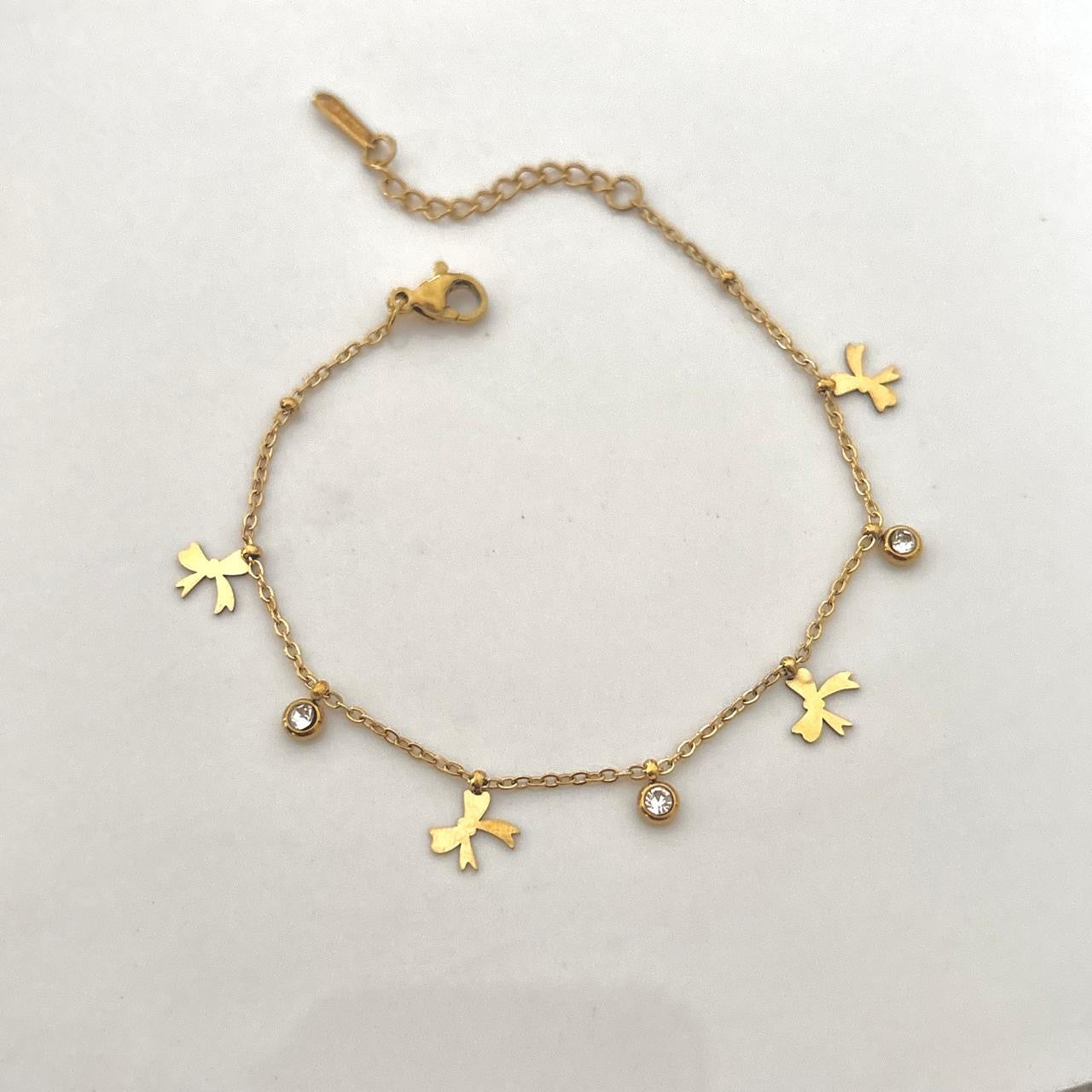 Dainty Bow X Cz Charm Bracelet