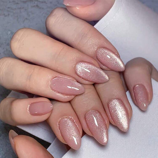 Peach Cat Eye Press On Nails