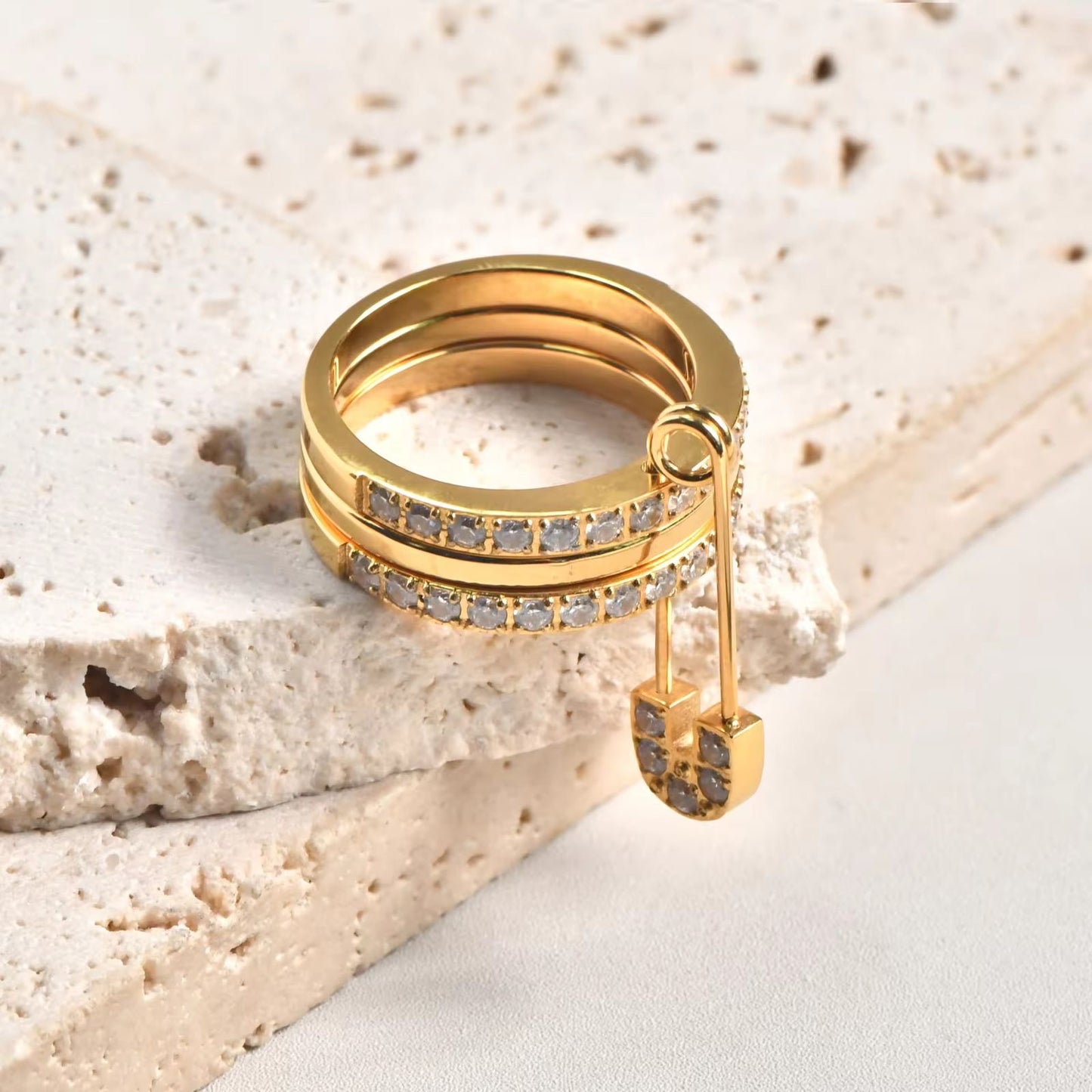 Pinned With Diamond Stack Ring