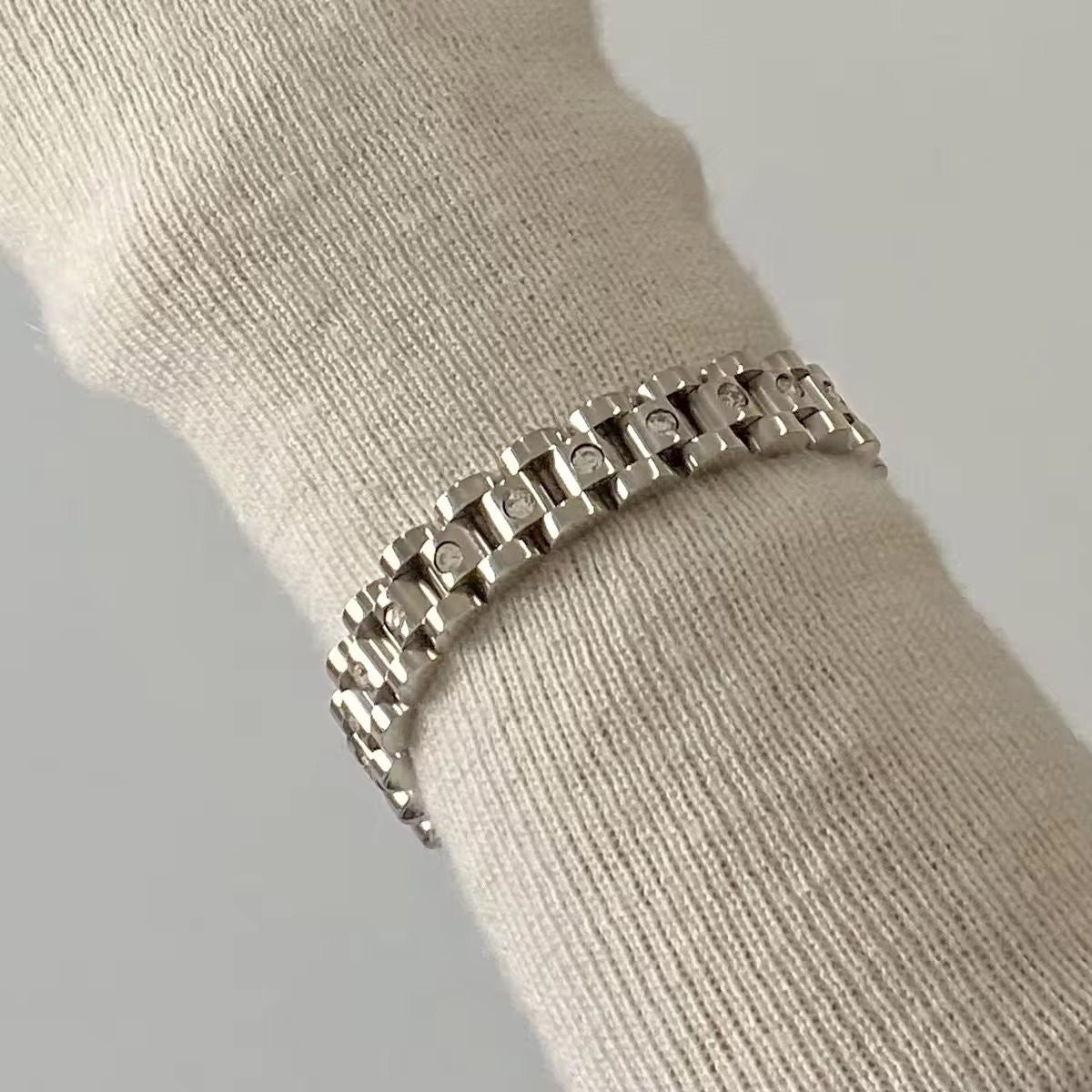 Adele Cz Watch Strap Bracelet -Silver