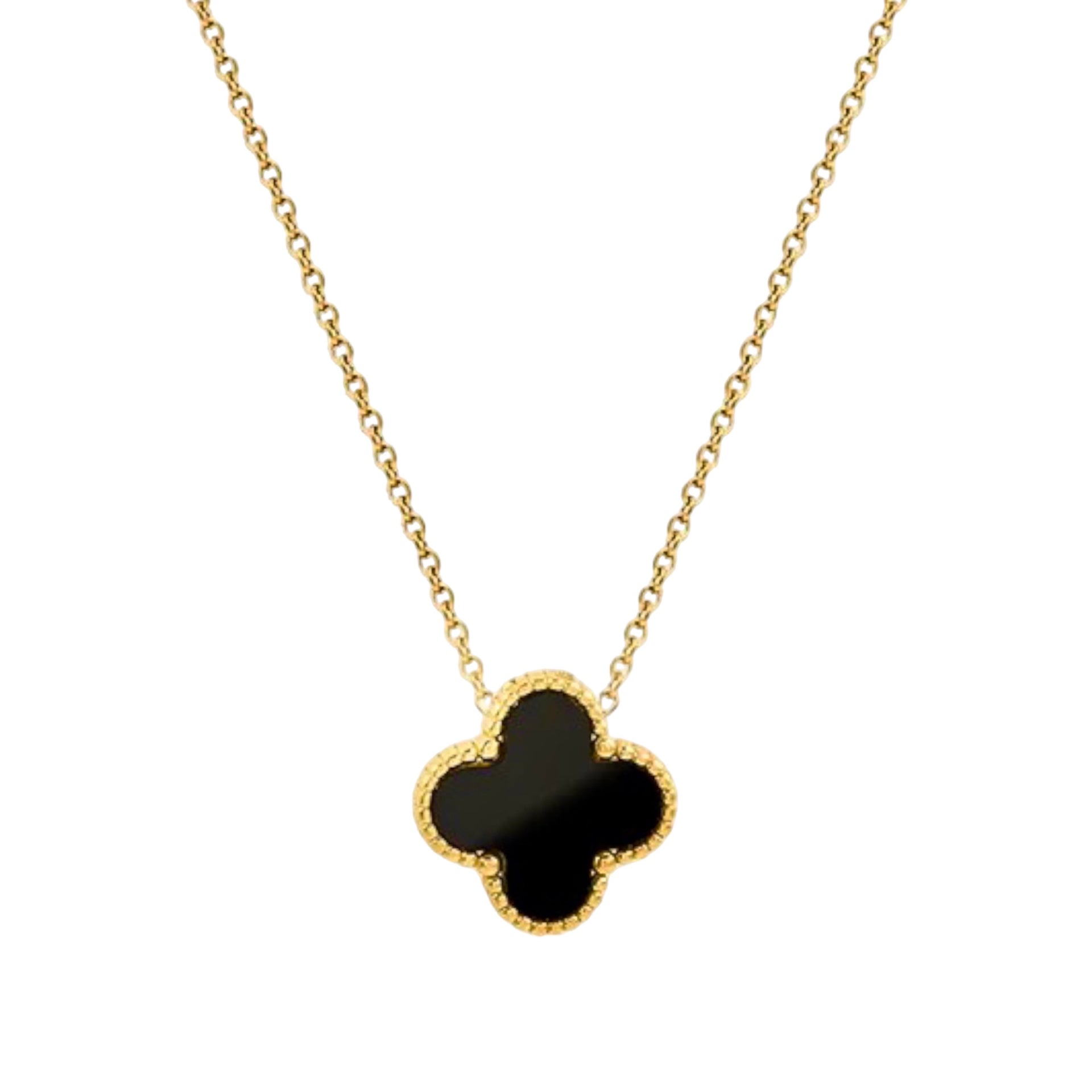 Limited Edition Reversible Black or White Clover on Gold Necklace – Beady  Boutique.com