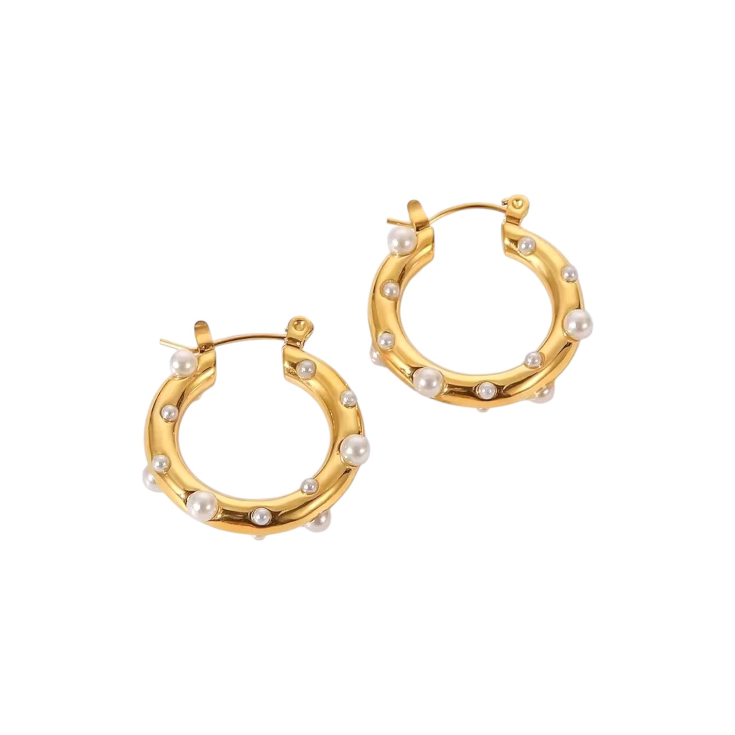 Hammered Pearl Hoops