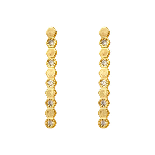 Honey Comb Luxe Earrings -18K