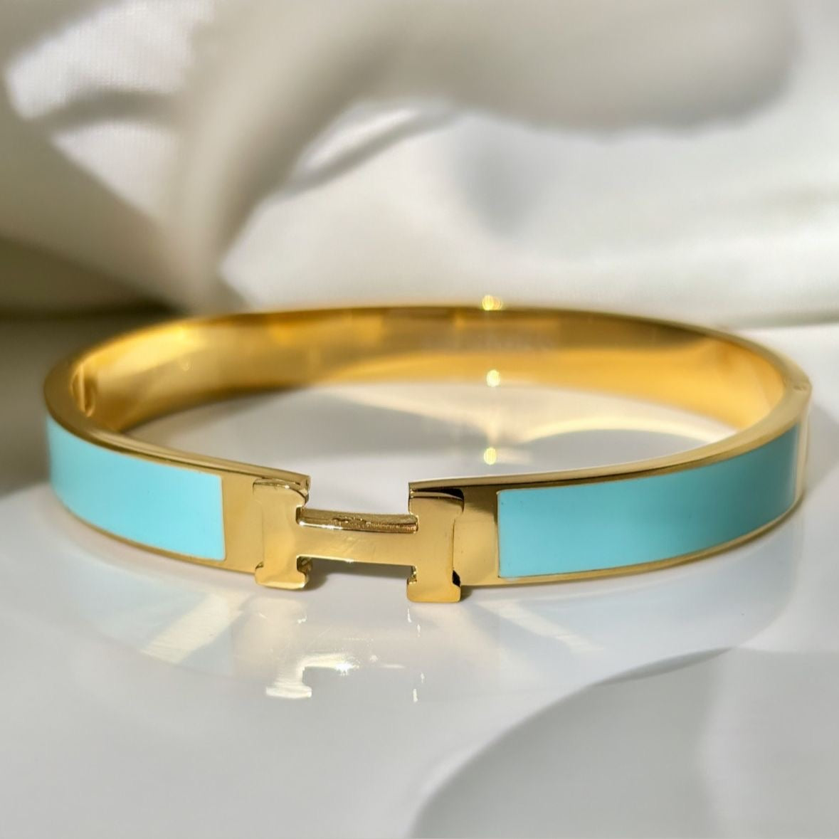 Luxe Tiffany Blue Enamel H-Bracelet