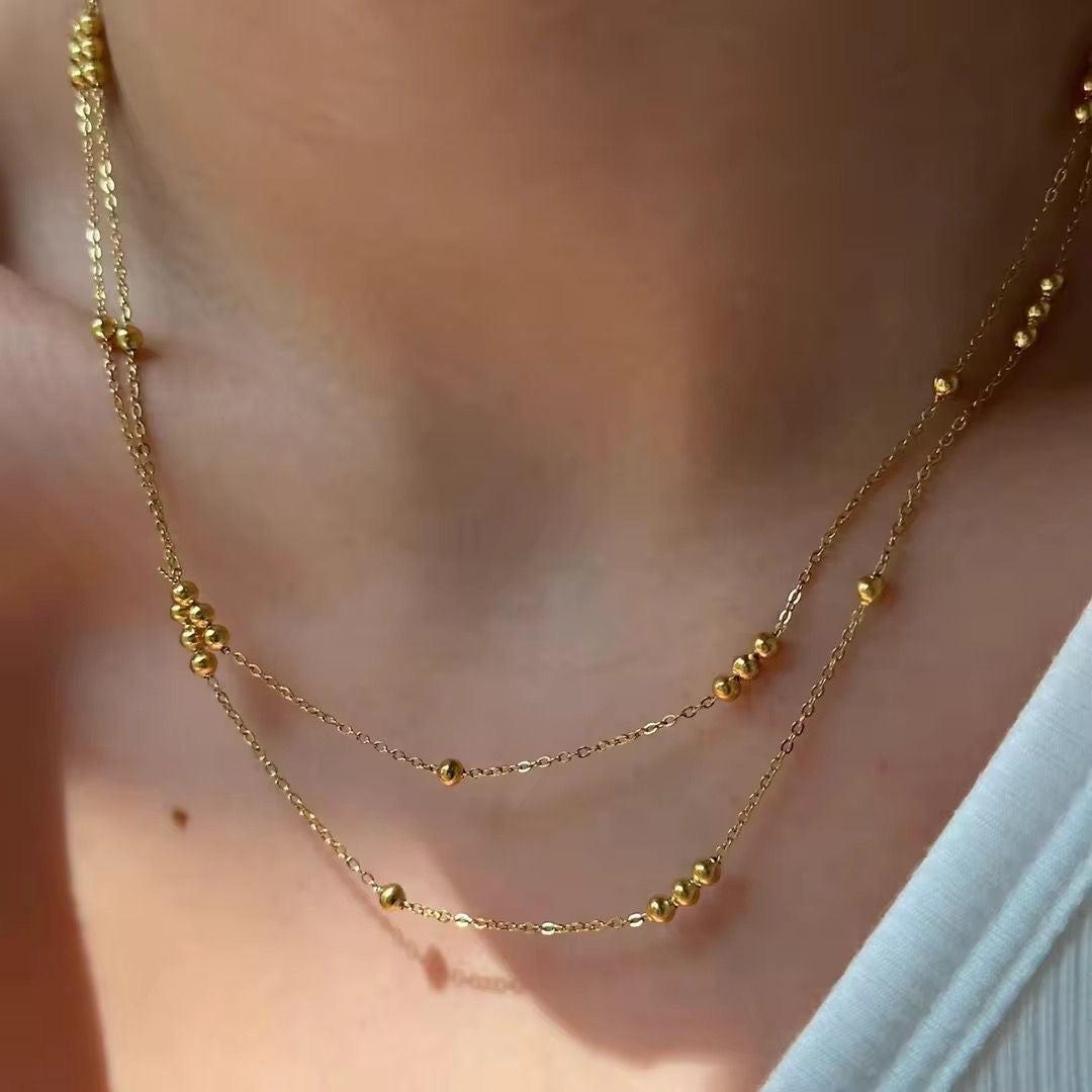 Gold Beaded Layered Necklace