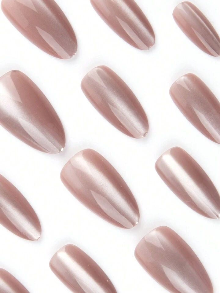 Nude Brown Cat Eye Press On Nails