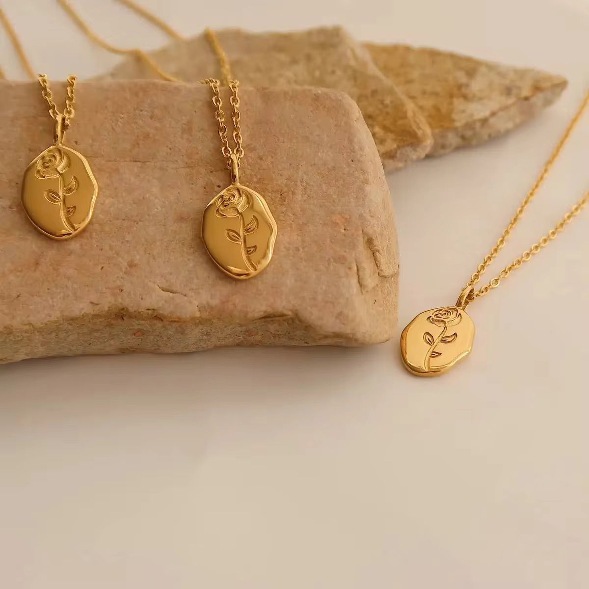 Hammered Rose Necklace