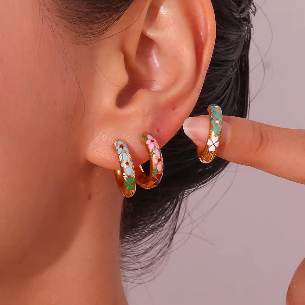 Cupid Floral Hoops -Baby Blue