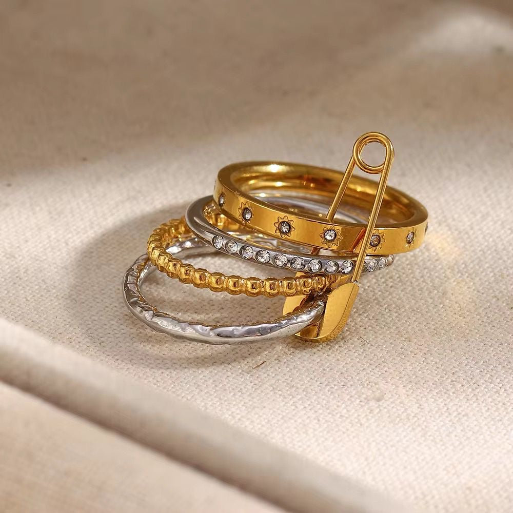 LUX Pave Pin Stacker Ring