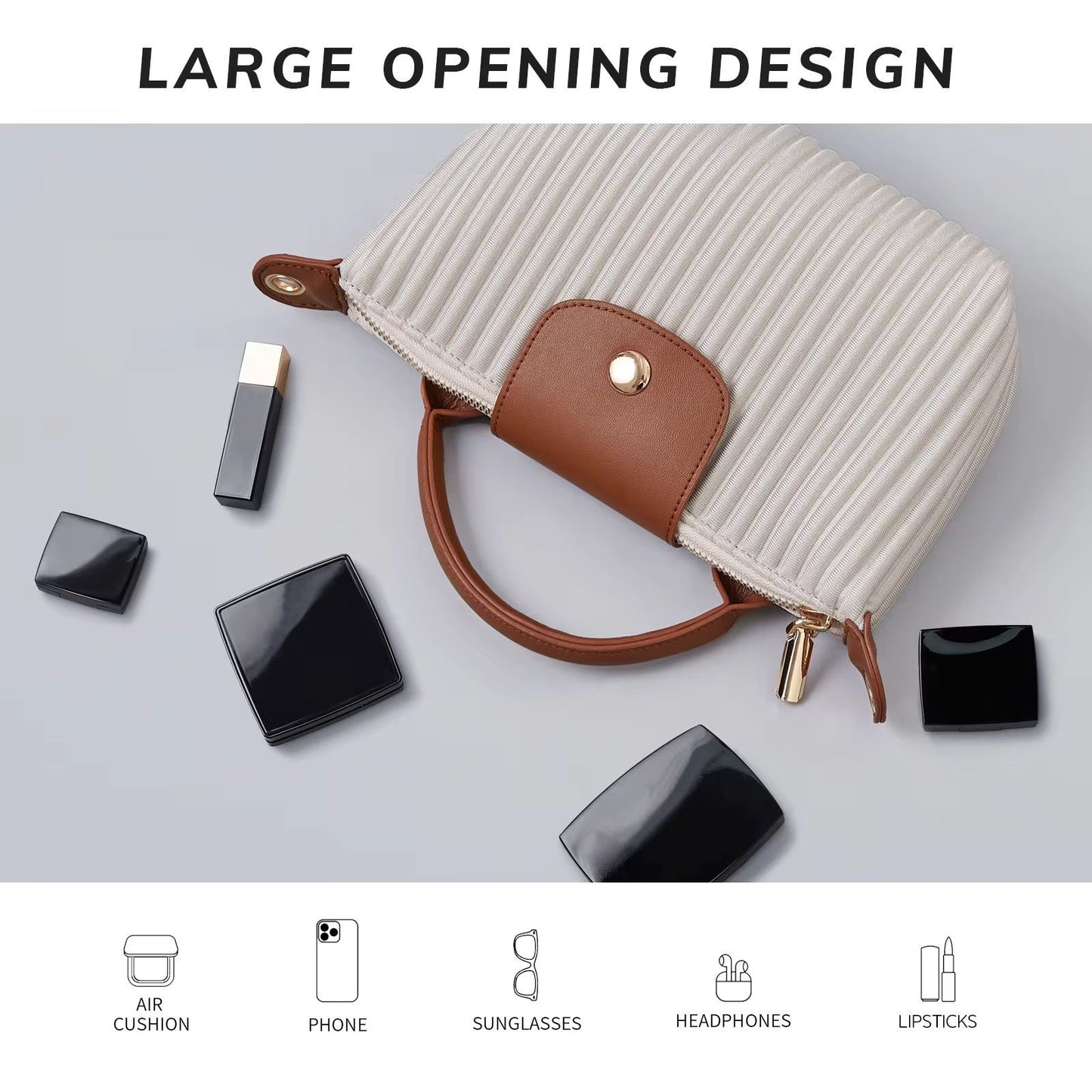 White LC Ribbed Shoulder Bag