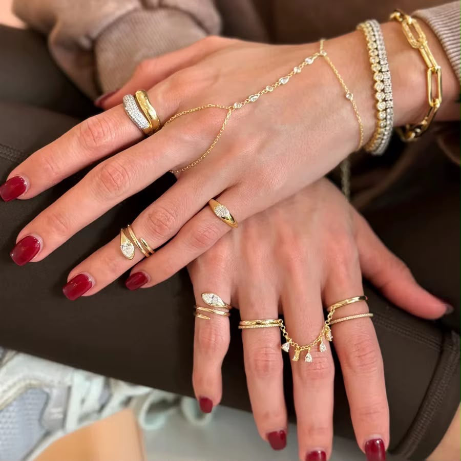 Evara Dewdrop Chain Stack Ring