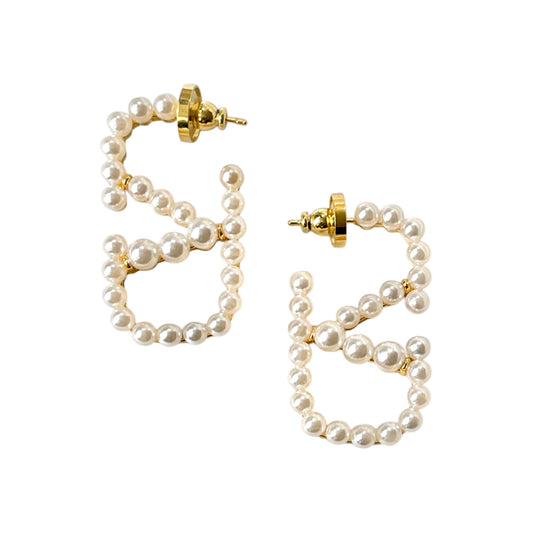 V Signature Pearls X Metal Earrings -22K