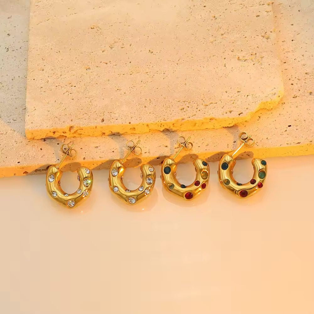 Multi Cz Hammered Luxe Hoops