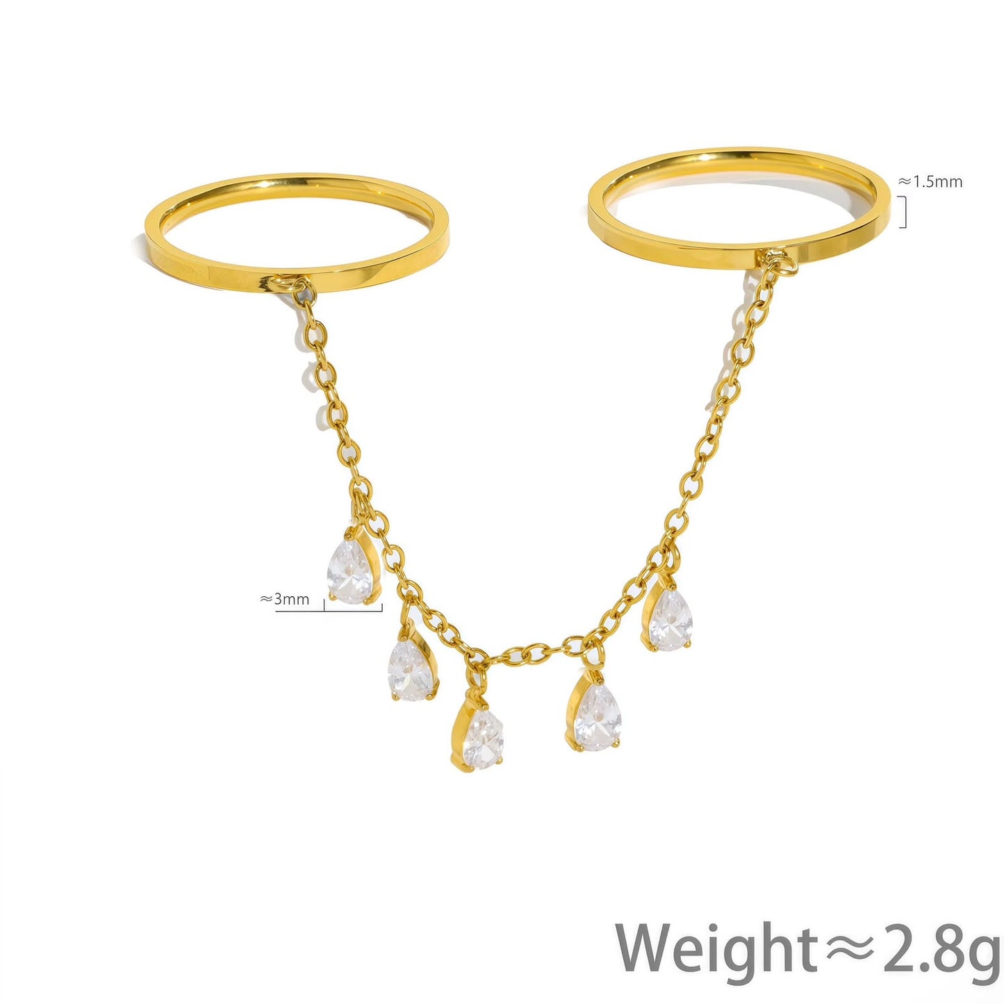 Evara Dewdrop Chain Stack Ring