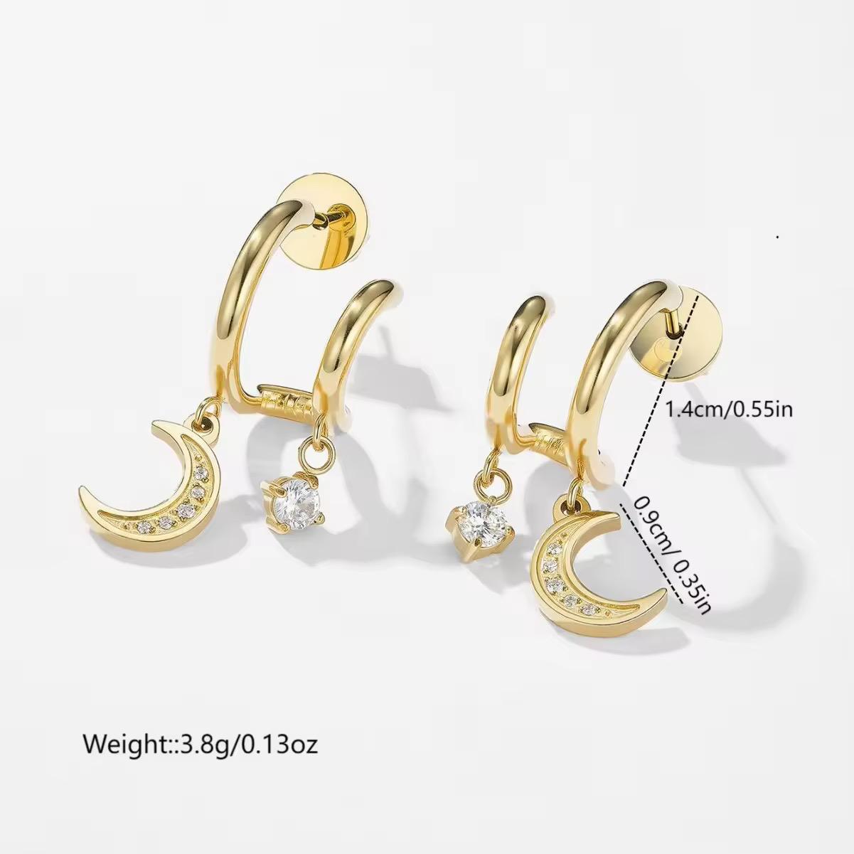 Moon Dangling Studs