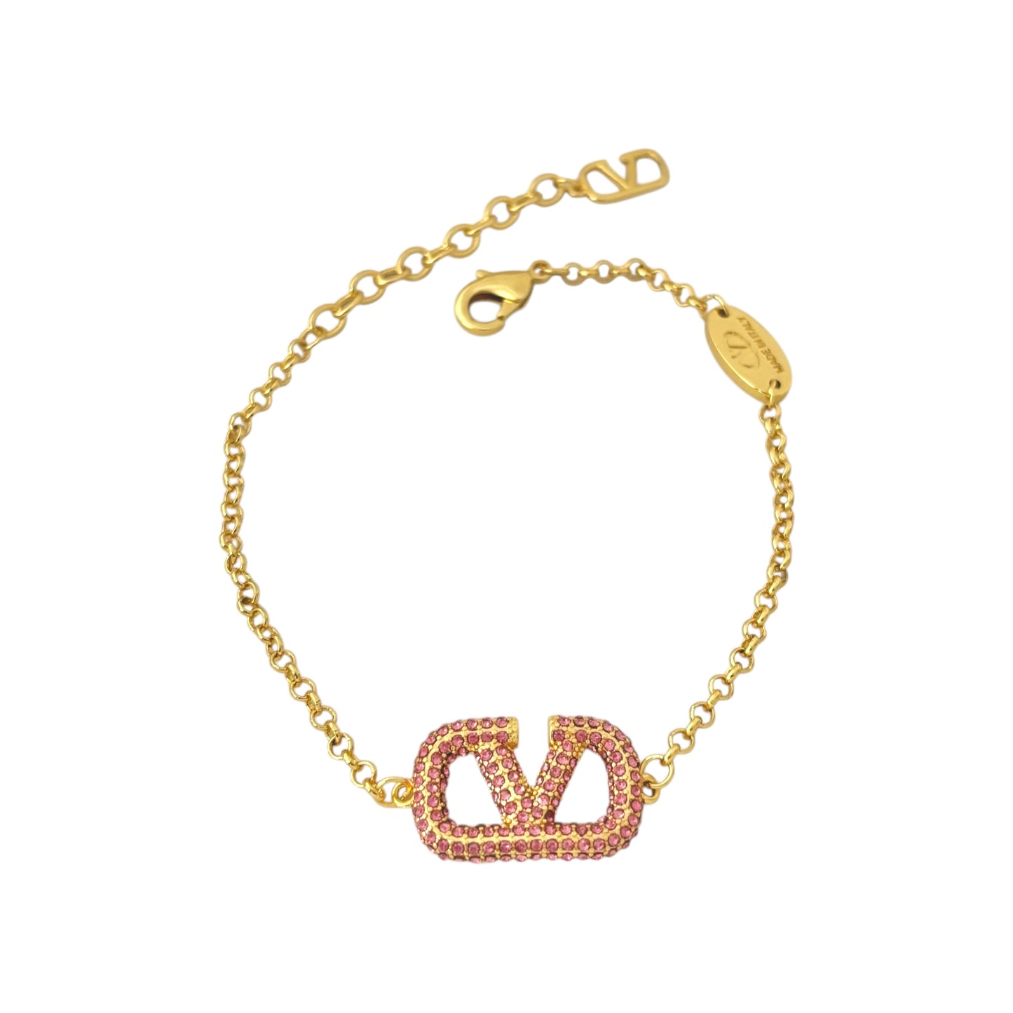 Pink Swarovski Crystal V Bracelet -22K