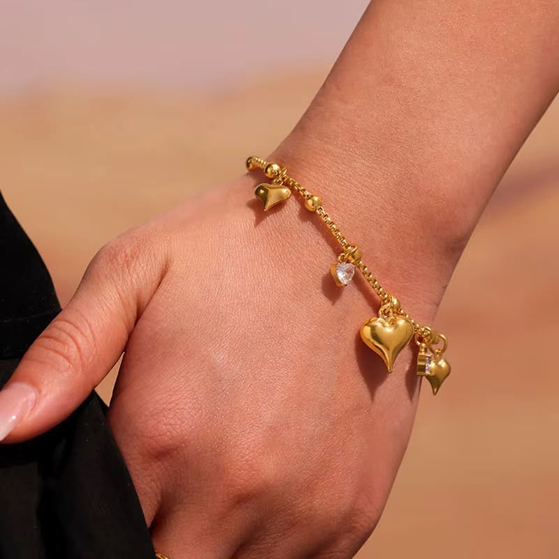 Amour Heart Cz Charm Bracelet