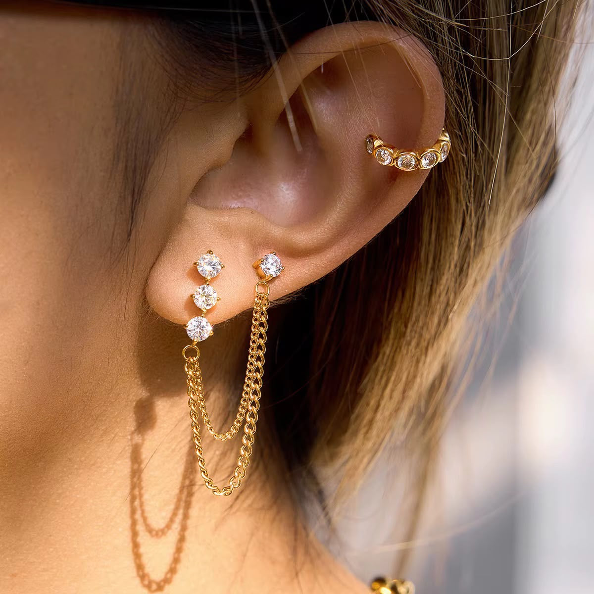 Draped In Diamonds Duo Studs