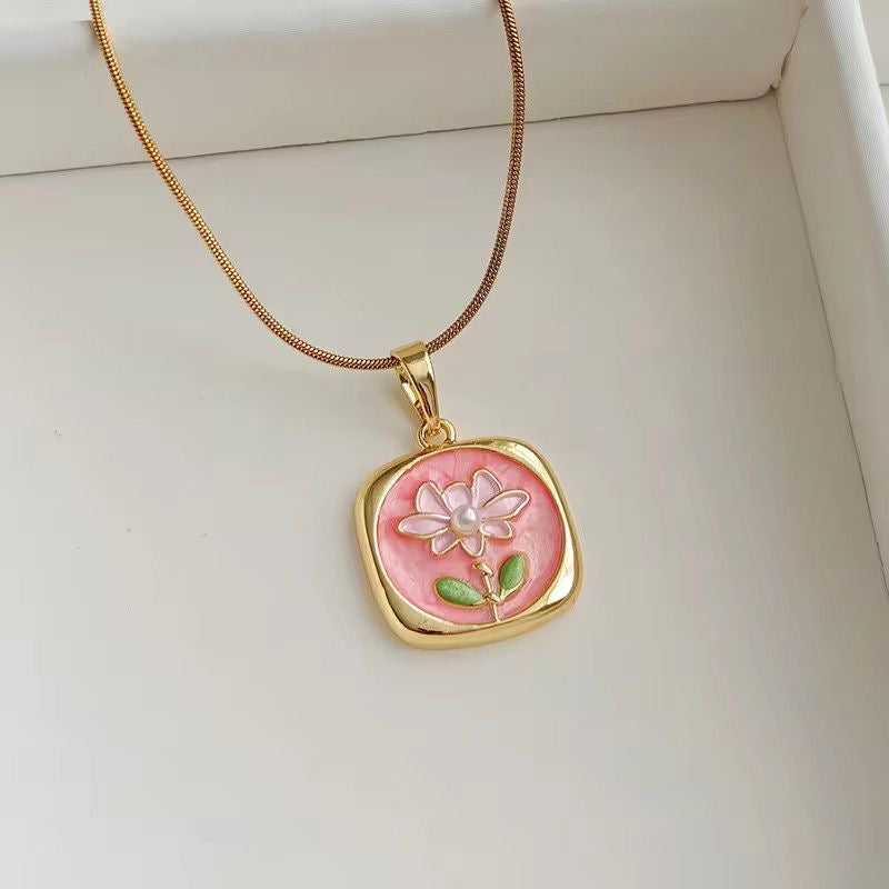 Lotus Necklace -Hand Painted