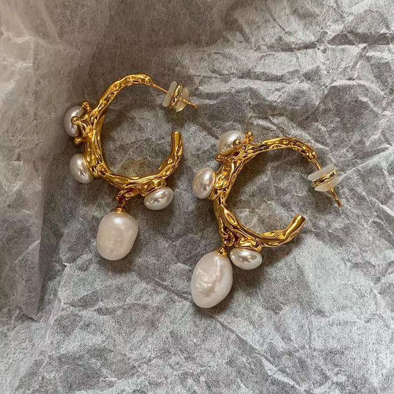 Pearl Drip Hoops