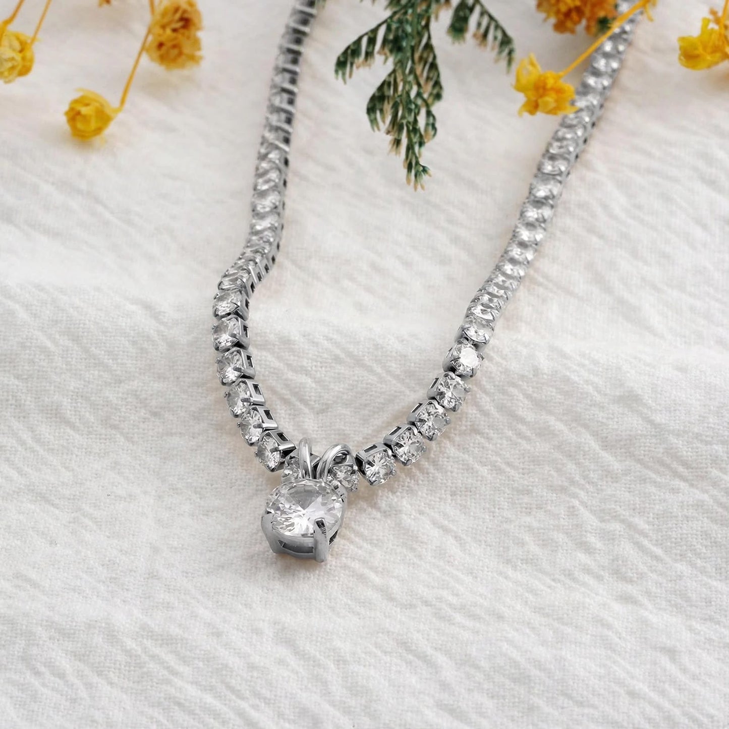 Diana Tennis Solitaire Necklace -Two Ways