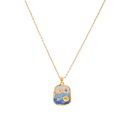 Island Necklace -18K | Hand Painted