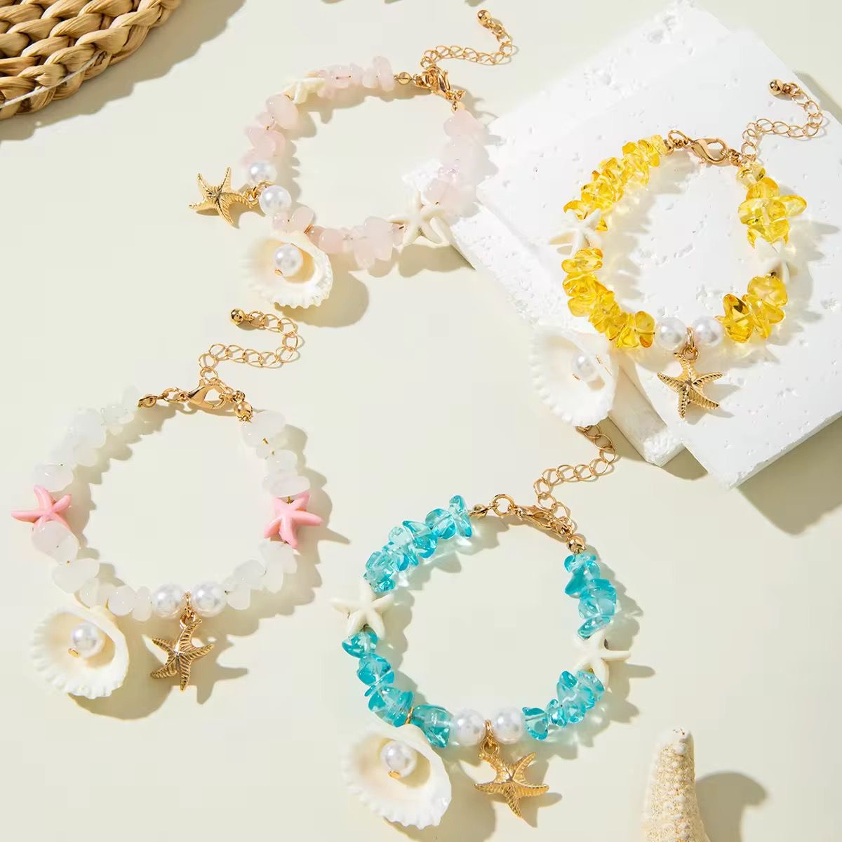 Starlight Coastal Bracelet -White X Pink