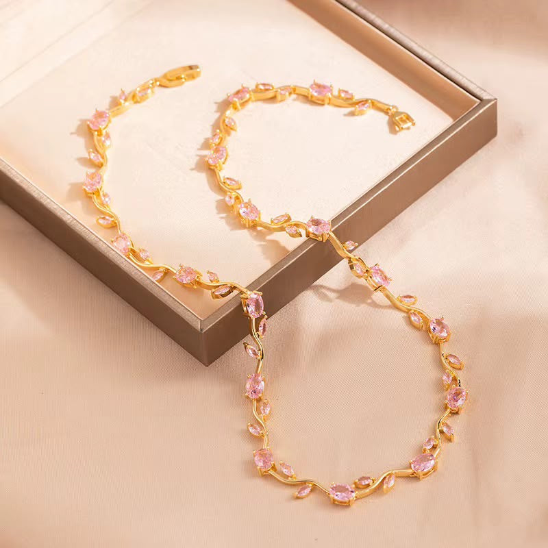 Pink Rose Vine Necklace
