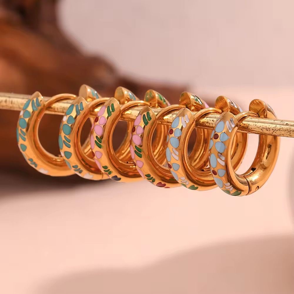Cupid Floral Hoops -Teal