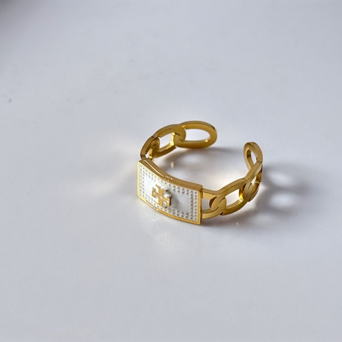 Luxe ToryB White Enamel Ring