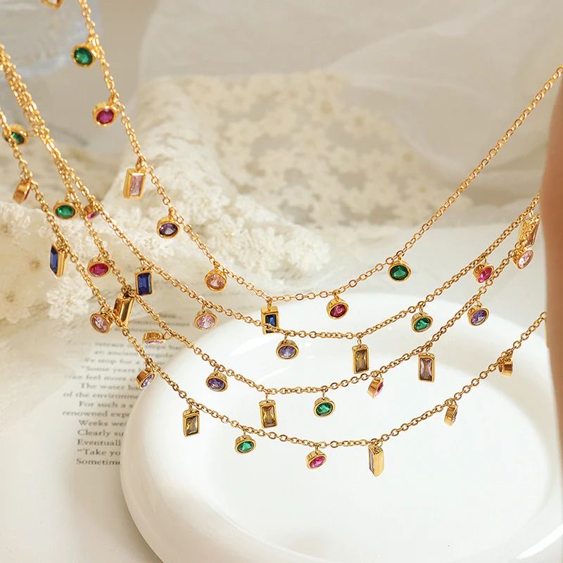 Petite Moment Multi Cz Charm Necklace -18K