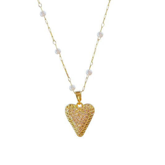 Pure Heart Necklace -Pearl Chain