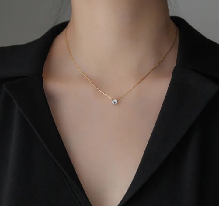 Diamond Solitaire 6 Claws Necklace