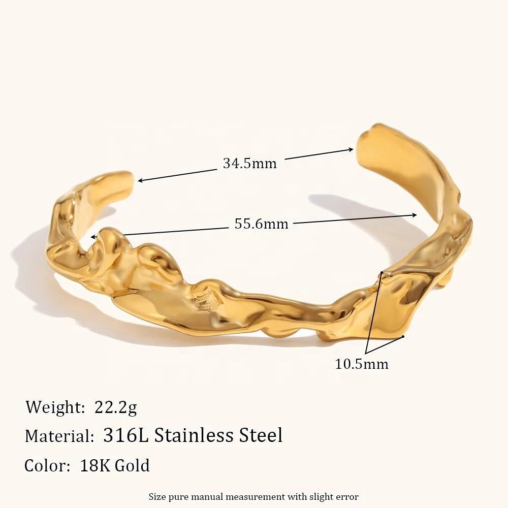 Crumbled Foiled Wrist Cuff -18K