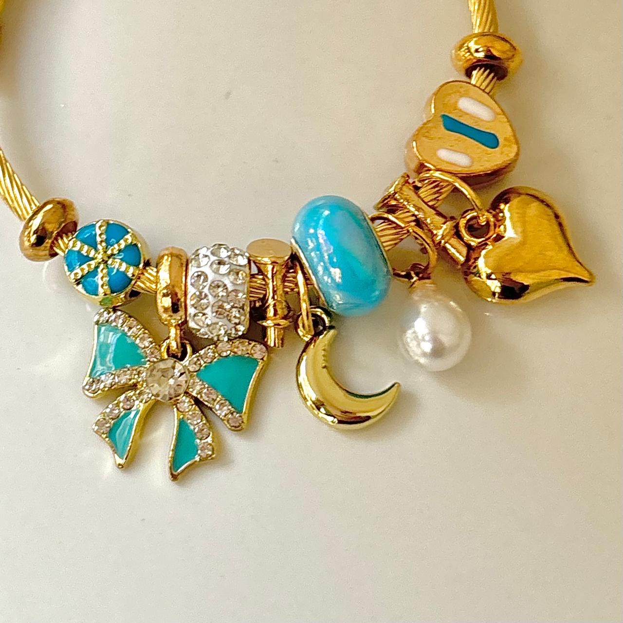 Dream Catcher Whimsy Charms Bracelet -Blue