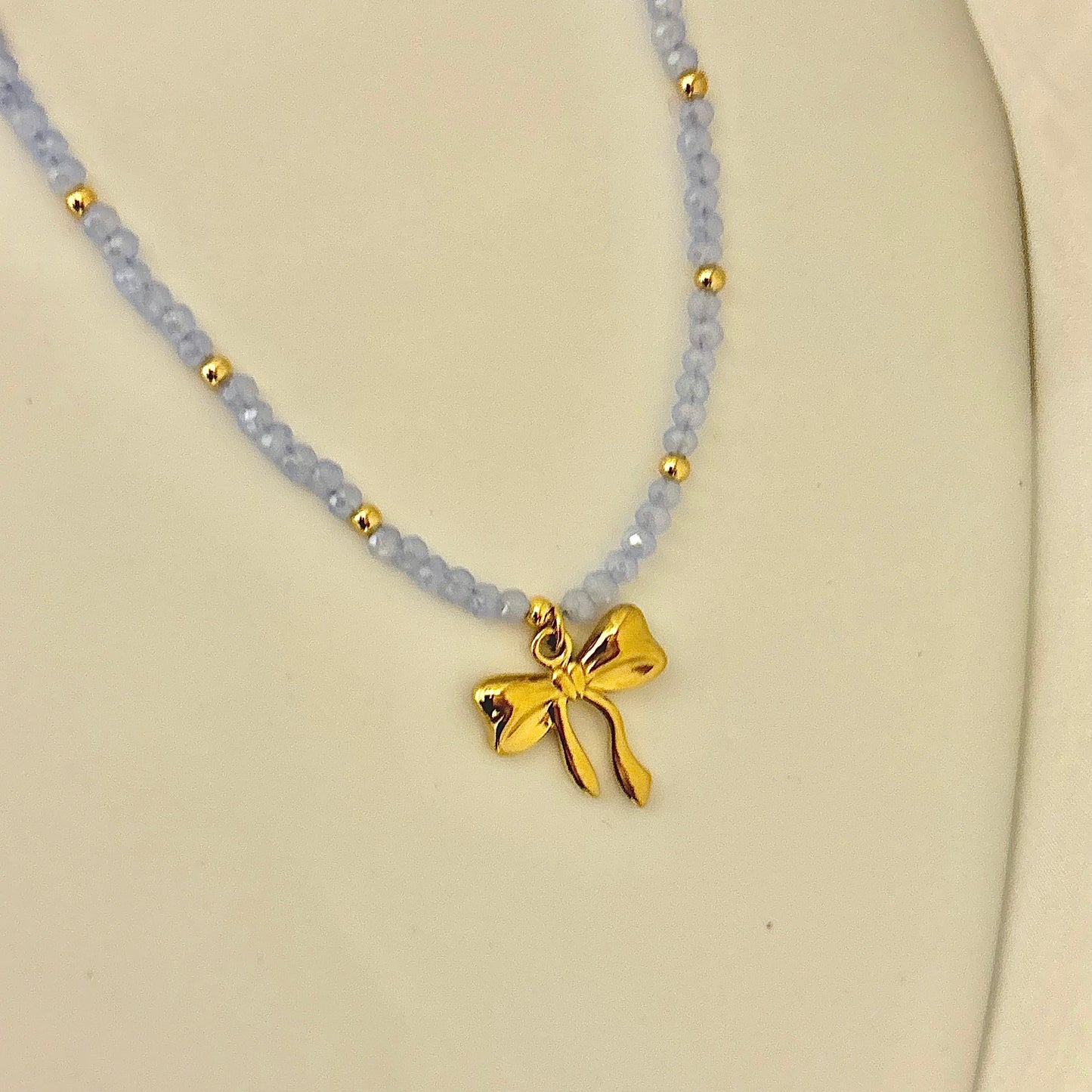 Crystal Beaded Bow Necklace