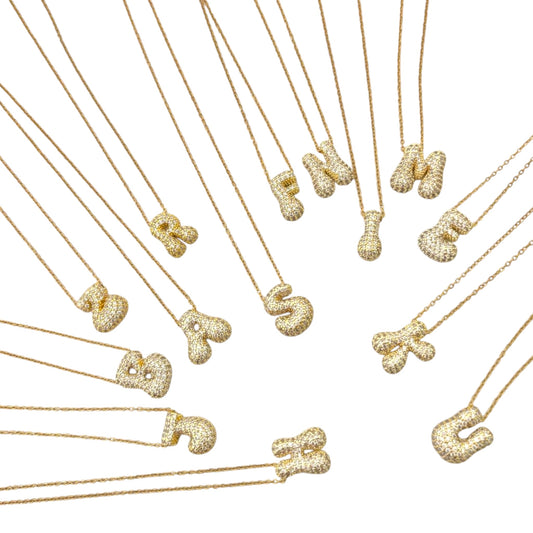 Paved Puffy Initial Necklace 2.0