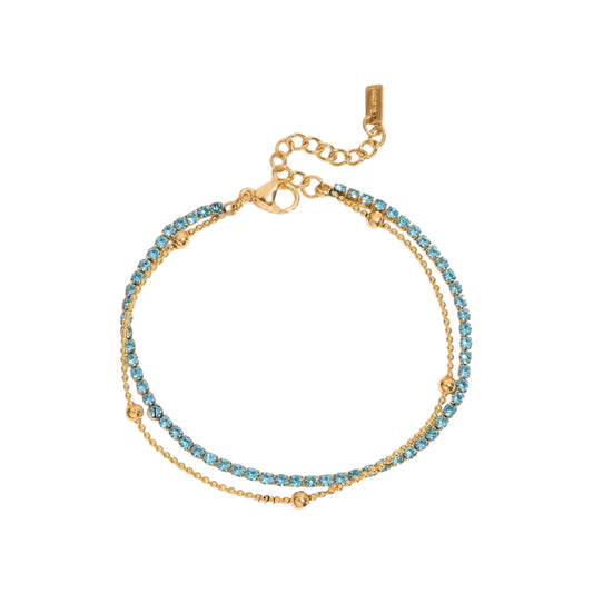 Azure Glittery Layered Tennis Bracelet