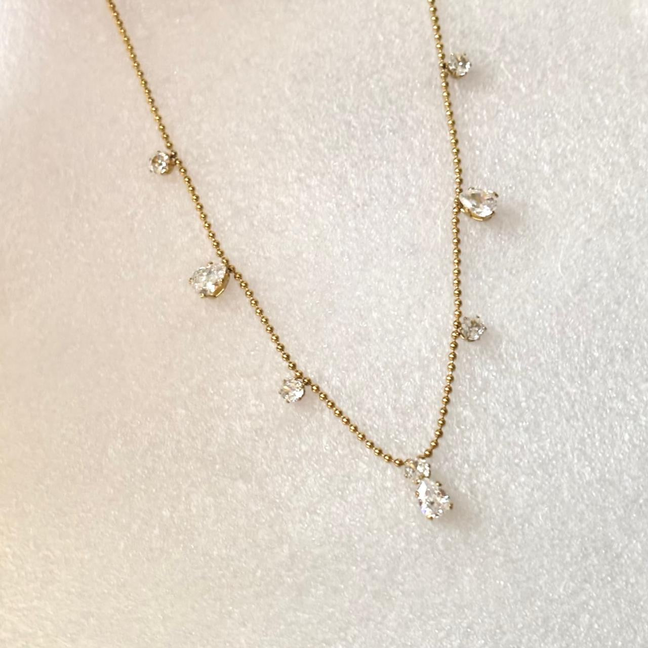 Amelia Crystal Drop Charm Necklace