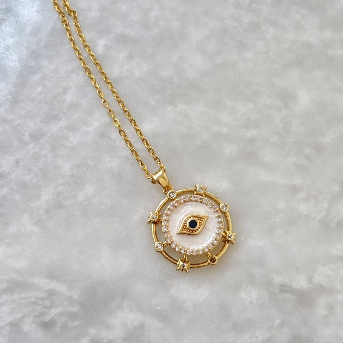 Eye Fidget Zircon Necklace -18K