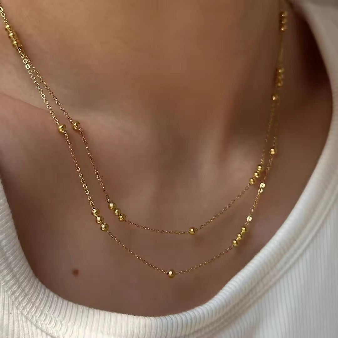Gold Beaded Layered Necklace