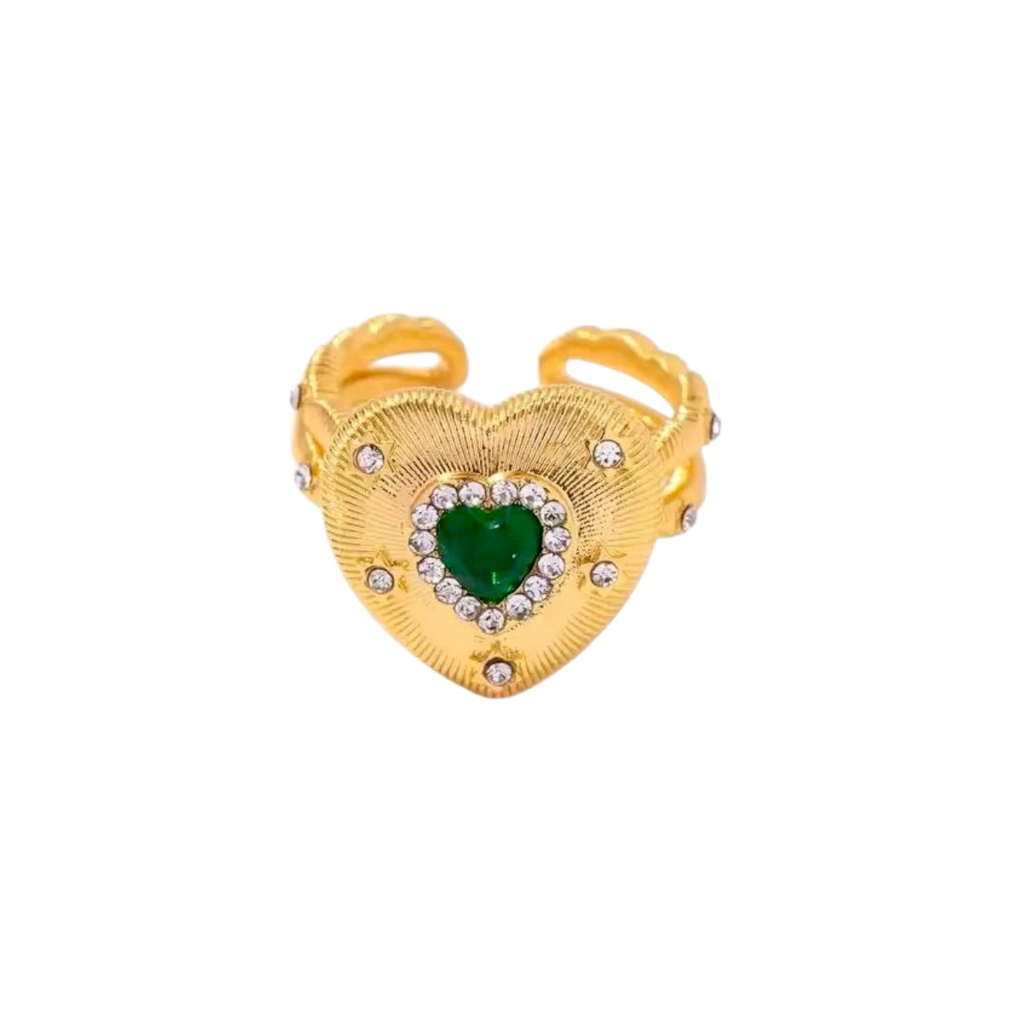 Emerald Princess Heart Ring -Adjustable