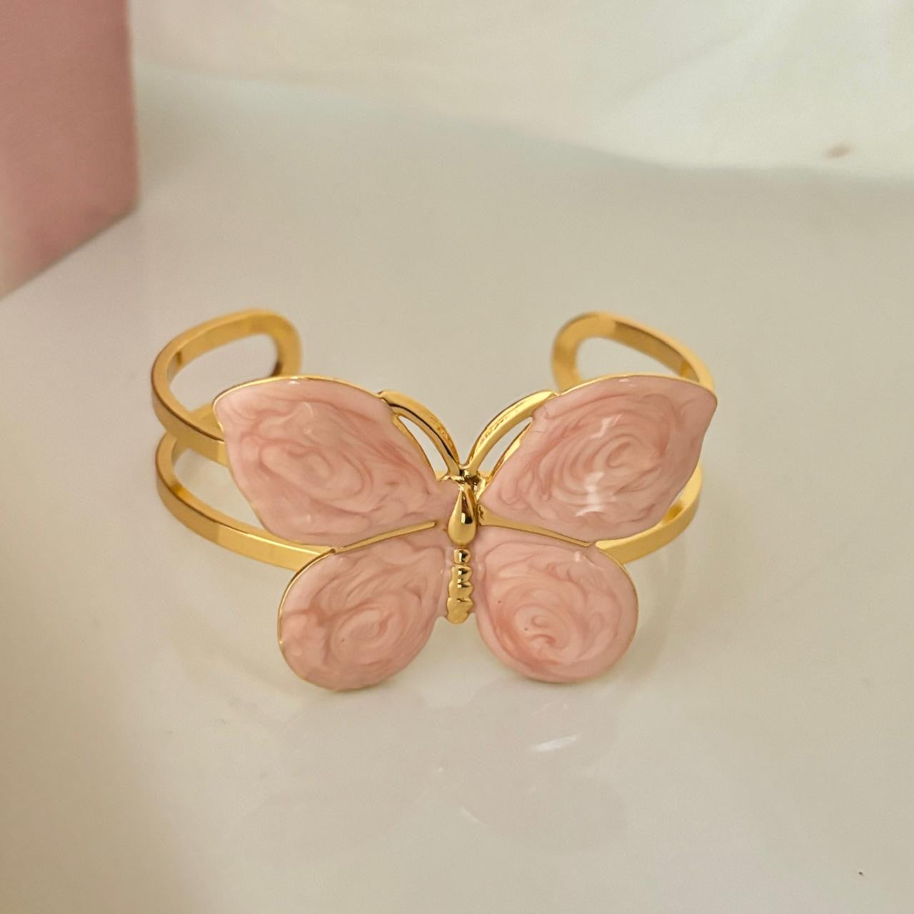 Pastel Butterfly Cuff -Baby Pink