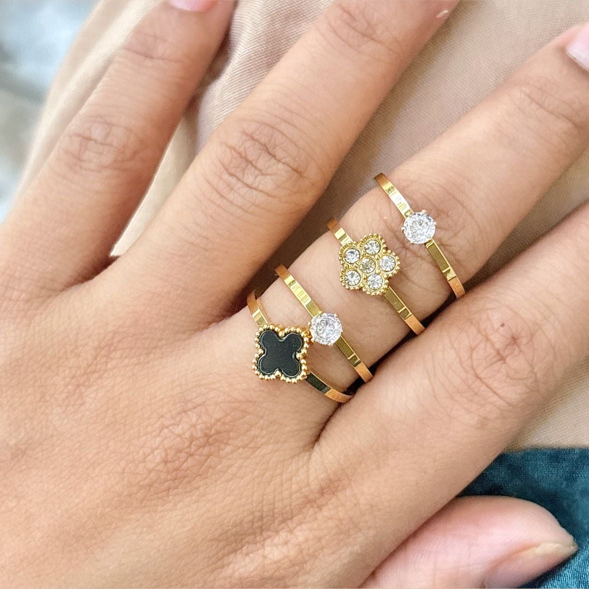 Queenie Ringset -18K | Set of 4 Rings