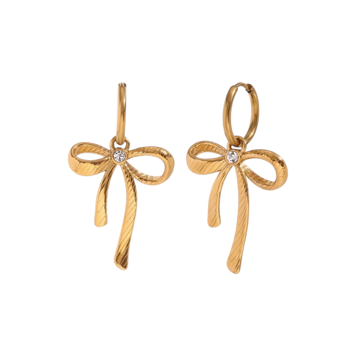 Dangle Bow Studs -18K