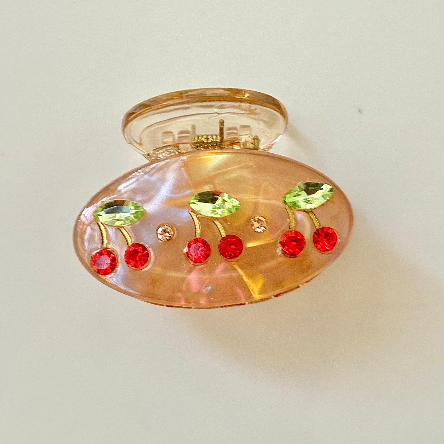 Caramel Brown With Cherrie Red Cz Claw Clip