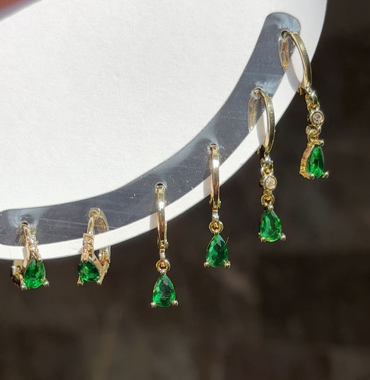 Emerald Gem Hoops & Huggies Set