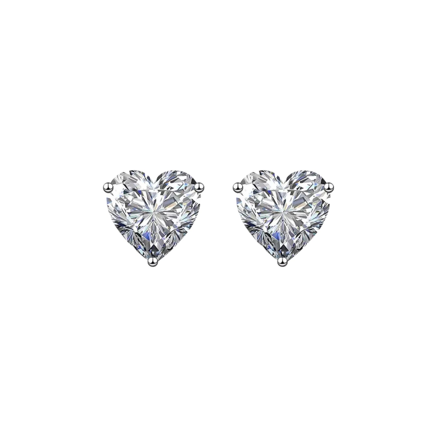 Crystal Heart Studs -8A Zircon