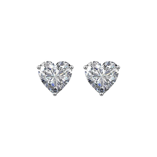 Crystal Heart Studs -8A Zircon